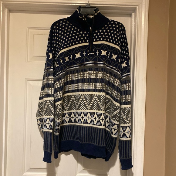 Vintage Columbia Arctic Print Quarter Zip Christmas Sweater Men’s Size XL - Picture 1 of 6